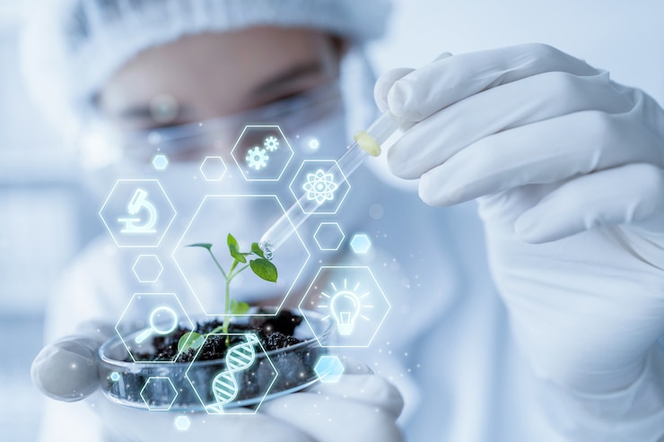 Foto experiment voor biotechnologie met scheikunde