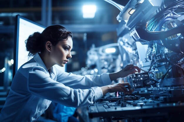 Expert Female Worker Operating Skillfully Generative Ai