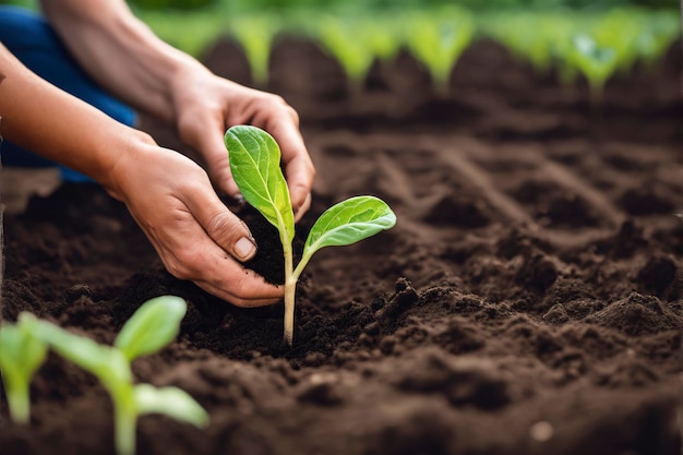 Опытная рука фермера проверяет здоровье почвы перед выращиванием семян овощей или рассады растений