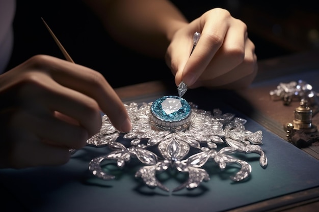 Expert jeweler crafting a customdesigned and Generative ai