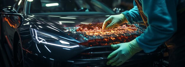 Expert technician repairing electric car Generative Ai