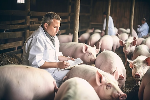 The Expertise of an Experienced Veterinarian Ensuring Optimal Health of Animals on a Vast Pig Farm