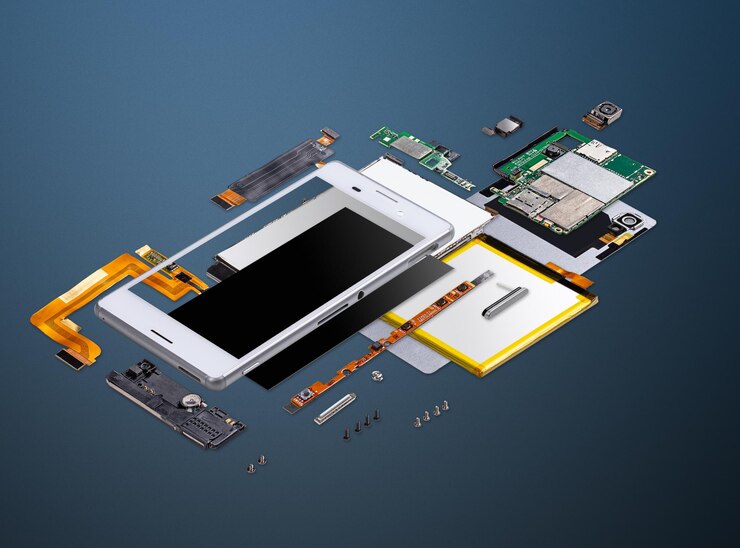 Explode view of modern smartphone