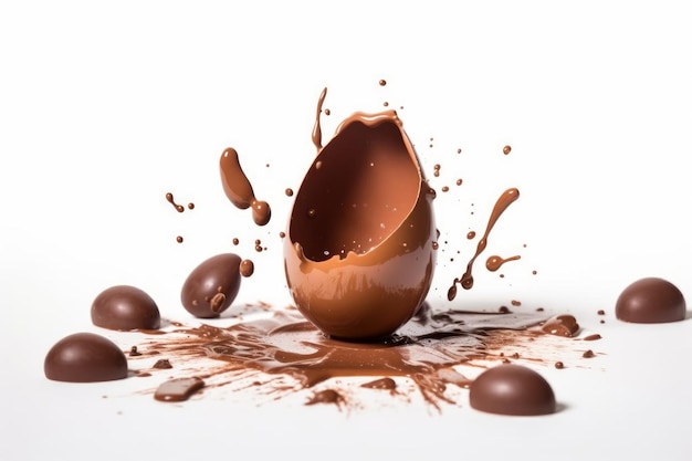 Exploded milk chocolate egg easter Generate Ai