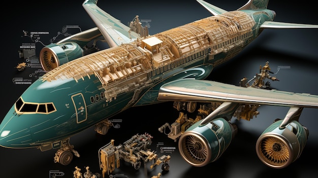 Exploded View Of Aircraft Boeing 777