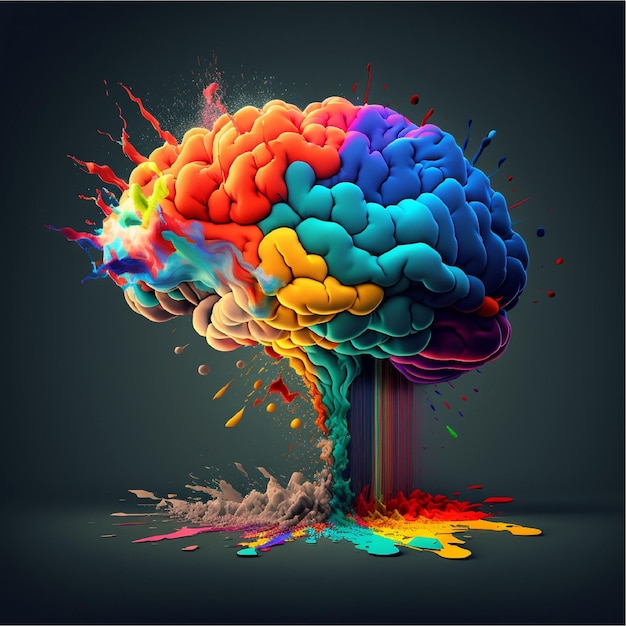 Exploding brain with colors, Generative ai