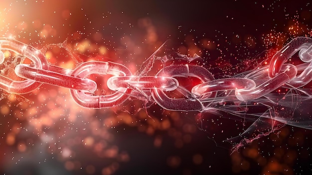 exploding chain in d rendering due to a weak connector concept mechanical failure chain reaction weak link analysis 3d rendering engineering simulation