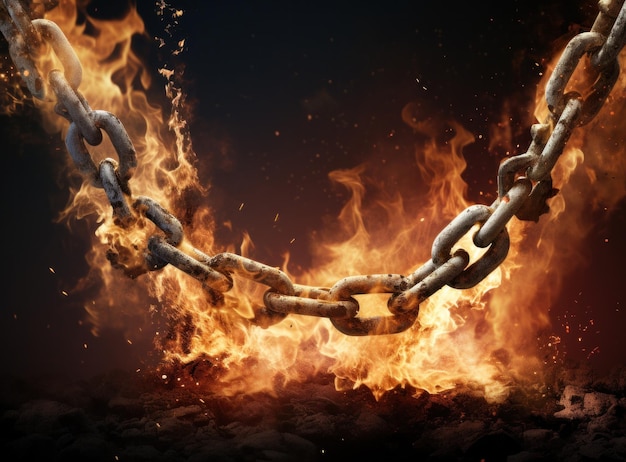 an exploding chain and fire sparks