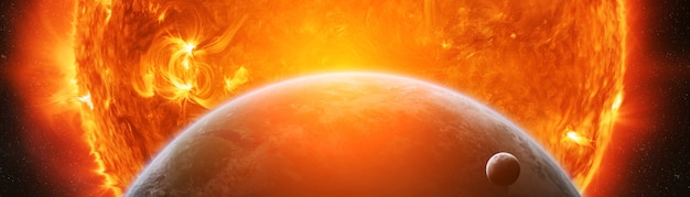 Photo exploding close to planet earth 3d rendering