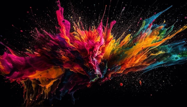 Exploding colors mix in chaotic space dust generated by AI