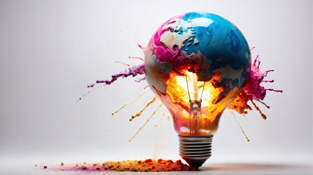 Exploding Creative Light Bulb Paint Splashes