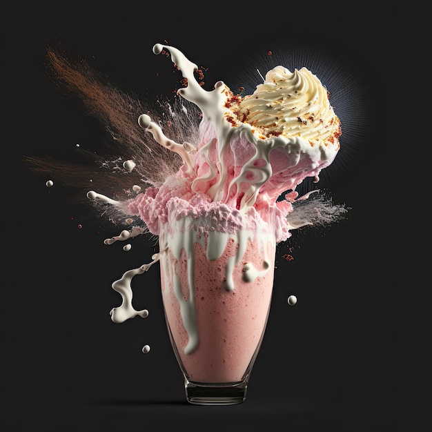 Photo exploding delicious milkshake