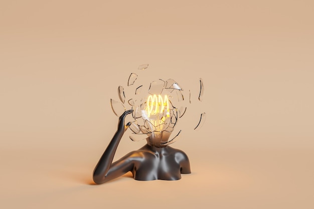 写真 爆発する電球の頭