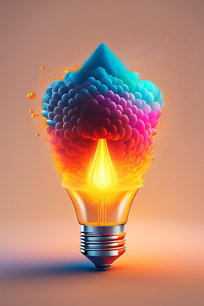 Foto lampadina che esplode idea che illumina una svolta tecnologica brillante