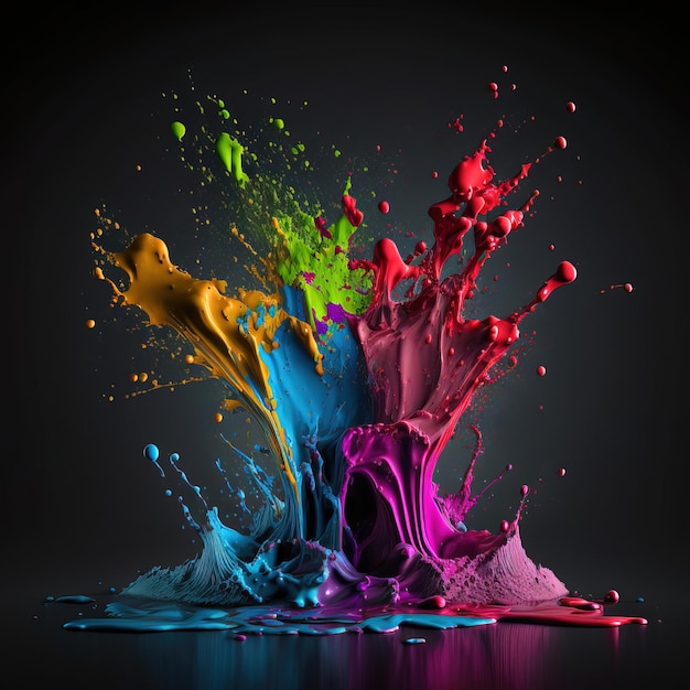 スプラッシュ生成 ai で虹色の液体塗料を爆発します。