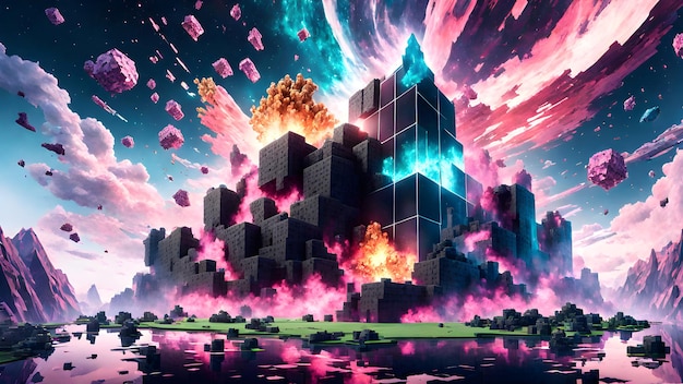 Exploding Minecraft colorful cubes Minecraft colorful blocks Minecraft textures voxel surface cubes