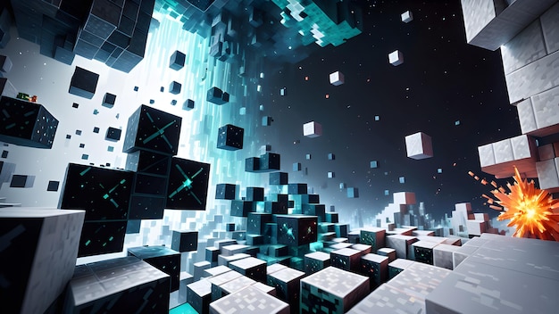 Exploding Minecraft colorful cubes Minecraft colorful blocks Minecraft textures voxel surface cubes