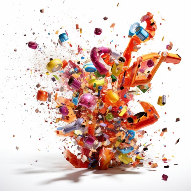 Photo exploding party popper with serpantin and serpanti