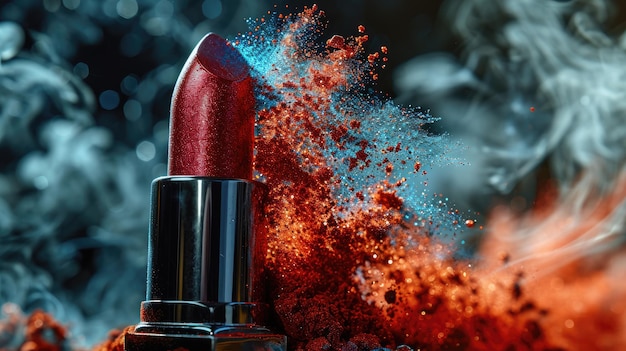 Exploding Sparkle Lipstick in Dynamic Red and Blue Hues