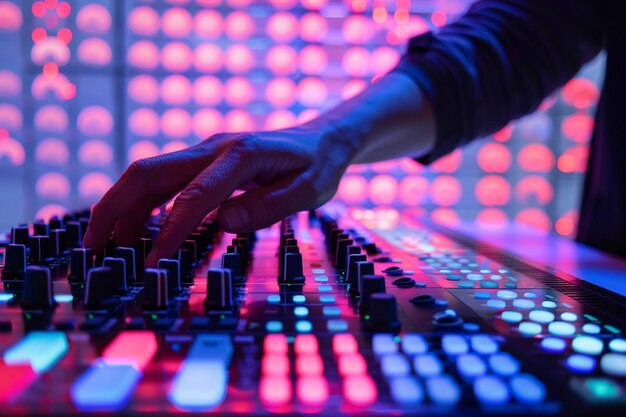 Photo explore the art of mixing as the djs sed fingers d generative ai