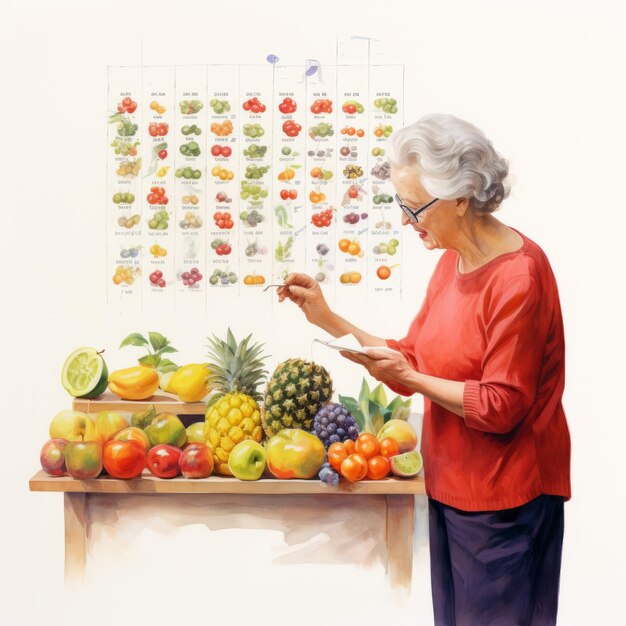 Explore the Bounty A Grandmother's Delight in Fruit Chart Illustration