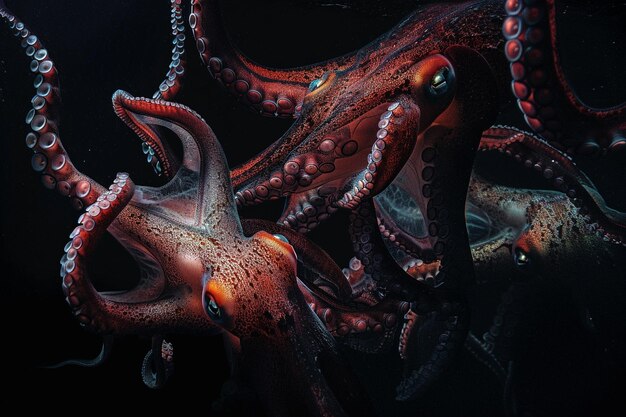 Photo explore the depths where humboldt squid reign thei generative ai