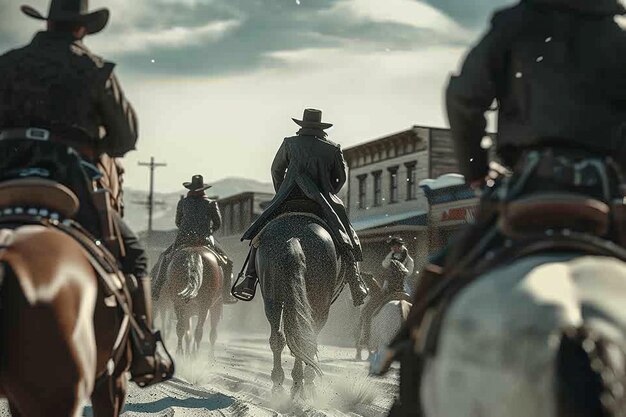 Photo explore the drama of a western shootout as rival g generative ai