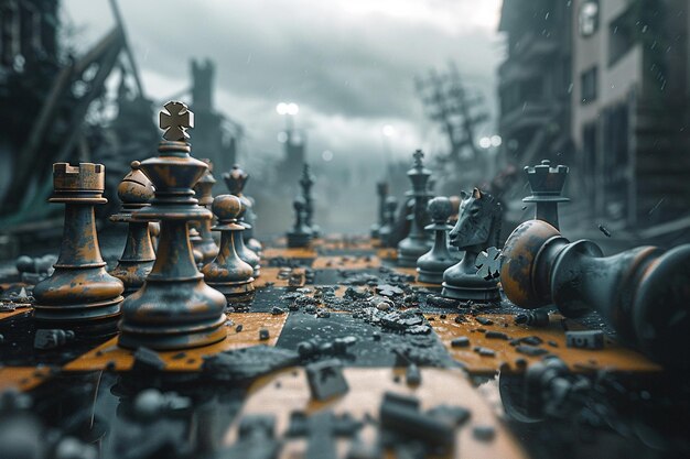 Photo explore the intricacies of a chessboard in a posta generative ai