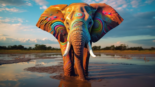 Explore the magical world of elephant and vibrant rainbow