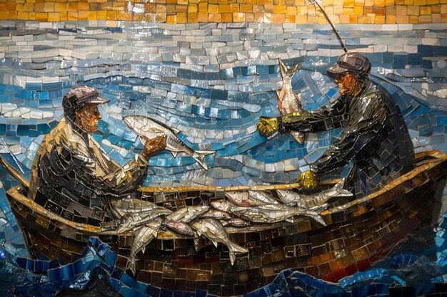 Photo explore the maritime tableau where fishermen share generative ai