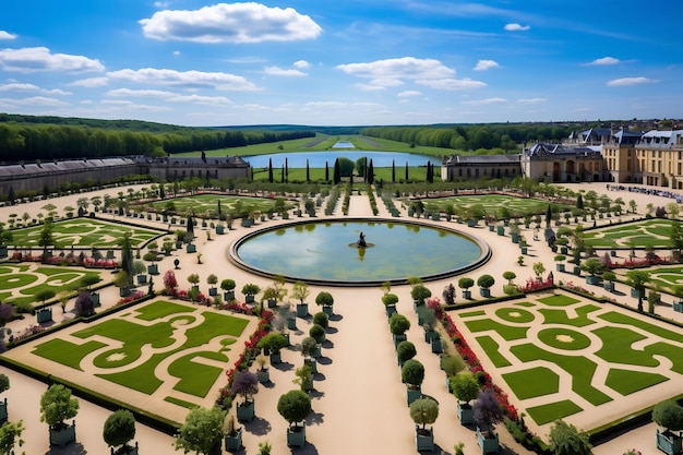 フランスの豪華なベルサイユ宮殿とその活気に満ちた庭園、噴水、カラフルな庭園を探索