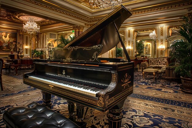 Explore the regal ballroom where the grand piano s generative ai