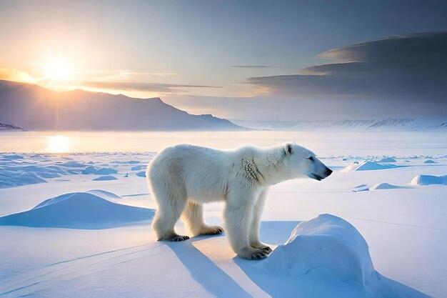 写真 北極のトンドラを探索し北極の風景を横断する北極のコップに遭遇する 創造的なリソース ai生成