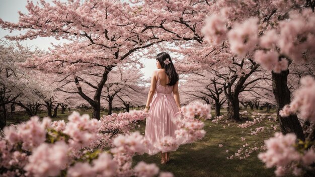 写真 自然と象徴的な日本の桜の木の間の詩的な調和を 写真で探索してください