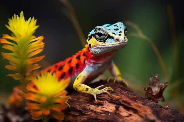 Explore a tiny world through macro colorful graphy of lizard