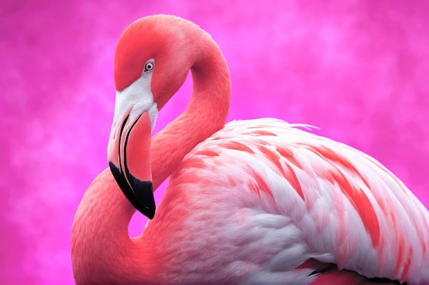 Исследуйте яркую красоту шедевра фламинго с плавными мазками фуксии и коралла Сгенерировано AI