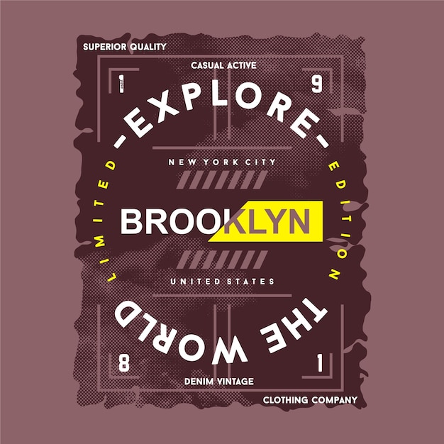 Photo explore the world brooklyn graphic vector t shirt