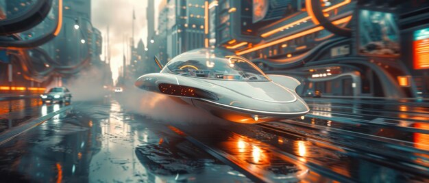 Explore a world where quantum levitation brings science fiction to life powering hover cars and hyperloop travel with silent grace high resolution DSLR