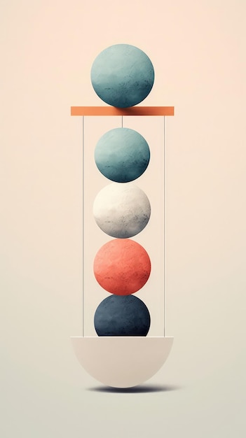 Exploring Balance Abstract Artwork with Floating Shapes AI Generated