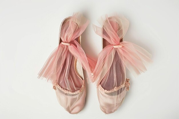 Photo exploring ballerina shoes on white background