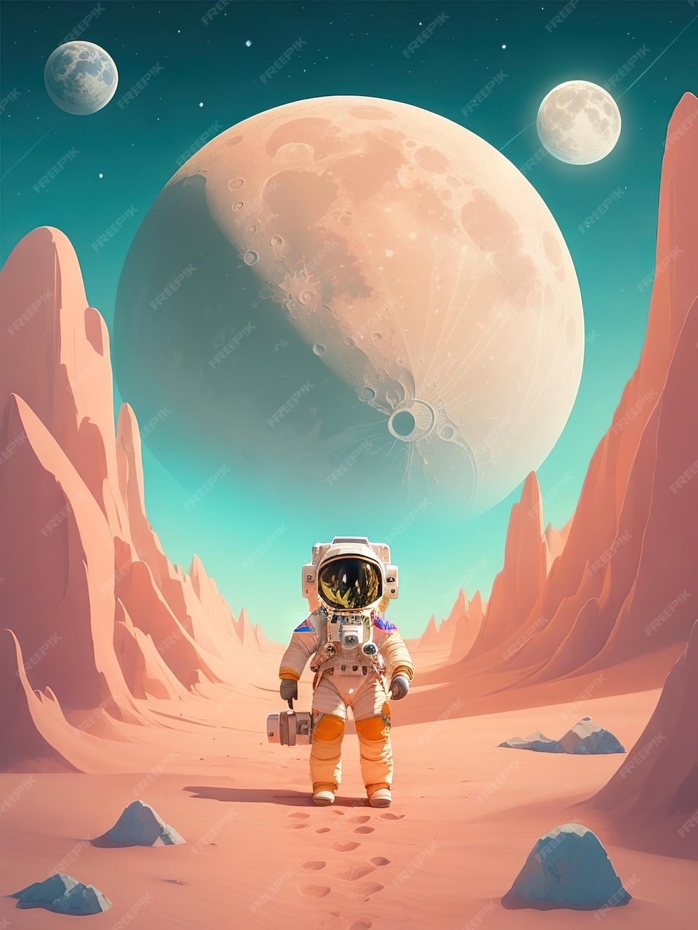 Premium AI Image Exploring the Cosmos A Journey with Astronauts and Space