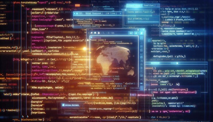 Photo exploring css javascript and html closeup on function source code and it technology background
