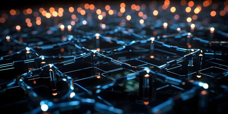 Photo exploring data provenance through a 3d blockchain data field render concept blockchain technology data provenance 3d data visualization data field rendering exploring data