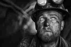 Photo exploring the depths a portrait of a miner in the heart of a mining shaft
