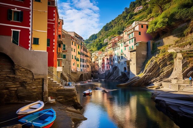Premium AI Image  Exploring the Enchanting Charm of Riomaggiore Italy 