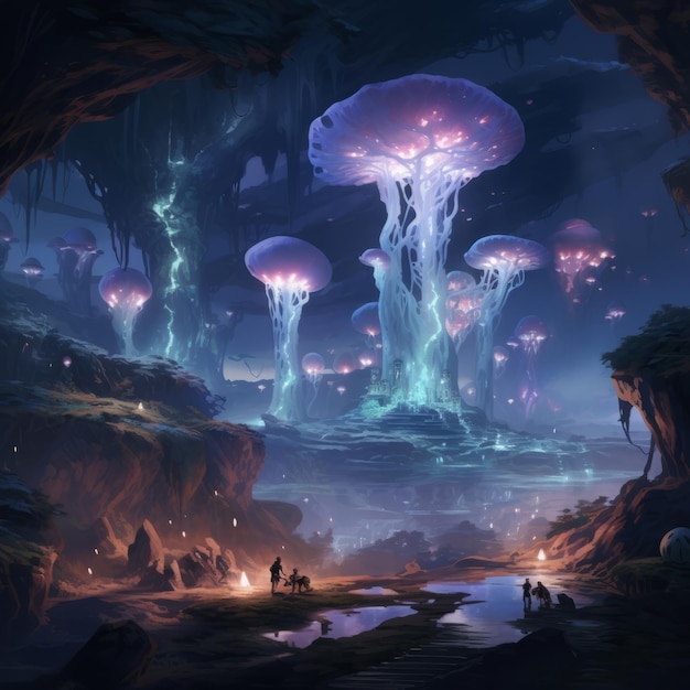 Exploring the Enchanting Underdark Glowing Crystals Magnificent Fungi and Ancient Ruins