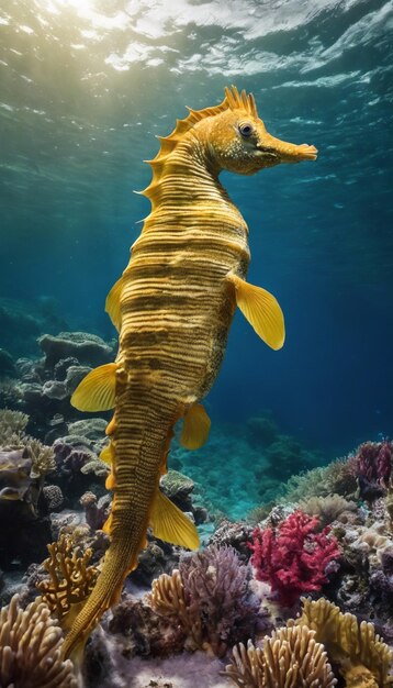 Photo exploring the enchantment of seahorses guardians of the seabed