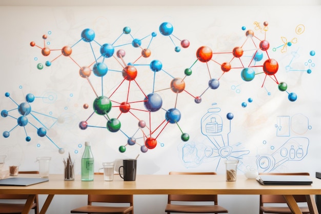 Foto esplorare l'affascinante mondo della scienza astratta e delle strutture molecolari chimiche in una classe