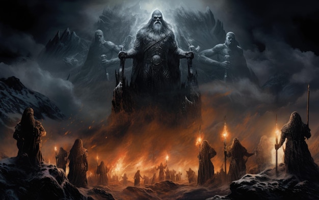 Exploring the Frosty Realms of Norse Mythology. Generative AI