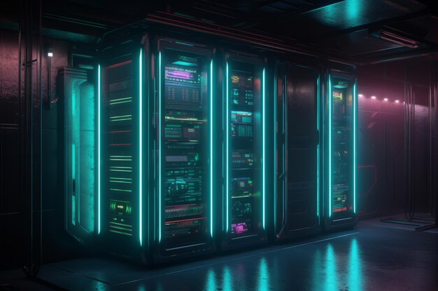 Premium AI Image  Exploring the Future Futuristic High Tech Server 